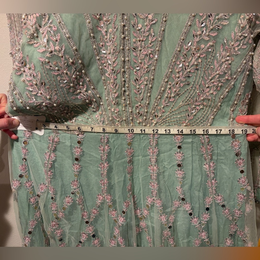 Elegant Blue, Silver, & Pearl Embroidered Anarkali - Picture 11 of 12